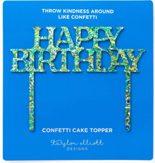  Happy Birthday Blue/Green Confetti Cake Topper