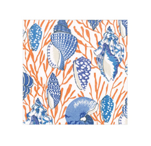  Coral & Blue Shell Toile Luncheon Napkin