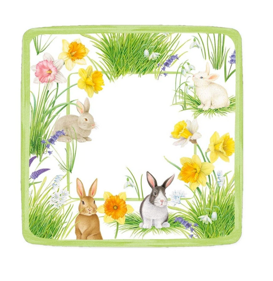 Bunnies & Daffodils Square Dessert Plates